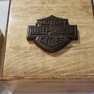 Coffre en bois logo Harley Davidson